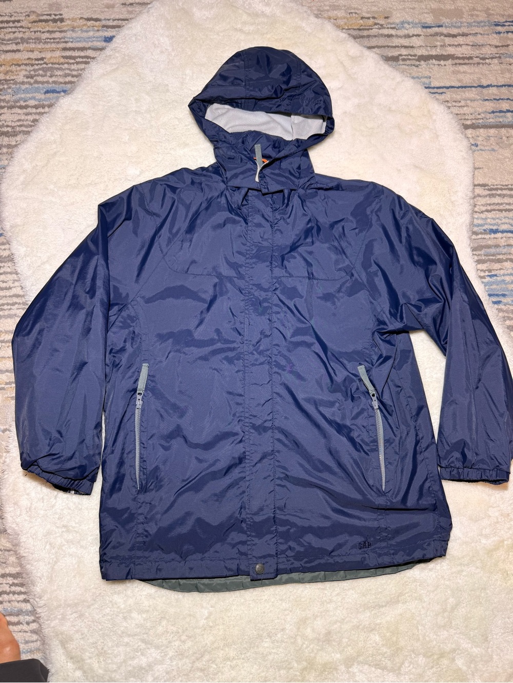 GAP Kids windbreaker full zip hooded jacket navy blue size XL (14)